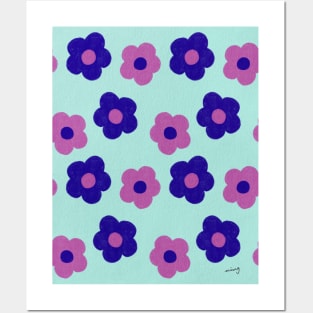 Retro Flower Power Purple| Vintage | Pattern | Florals | Pastel Posters and Art